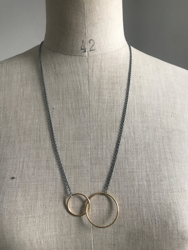 Double hoop Necklace - oxid gold