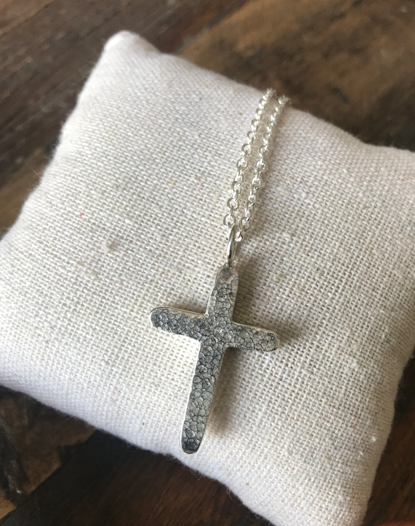 925 Silver Hammered Cross Necklace