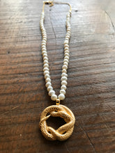 Pearl Necklace W/Snake - Gold Plated