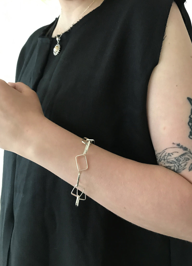 Silver rectangle link bracelet