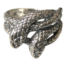 Double snake ring - Oxidised