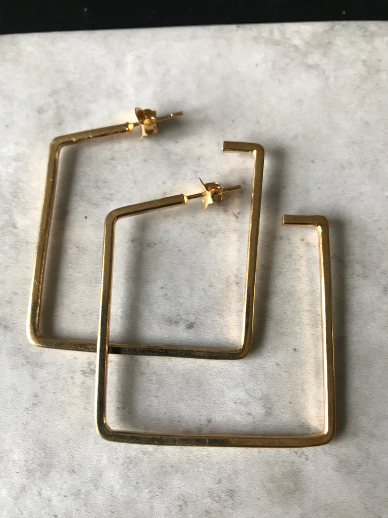 Squared Hoops, Gold Plated