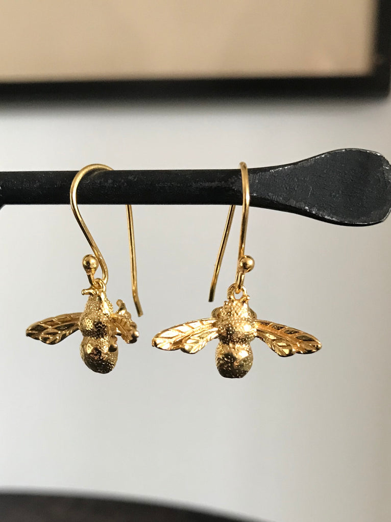 Gold plated Bee Drop Earrings