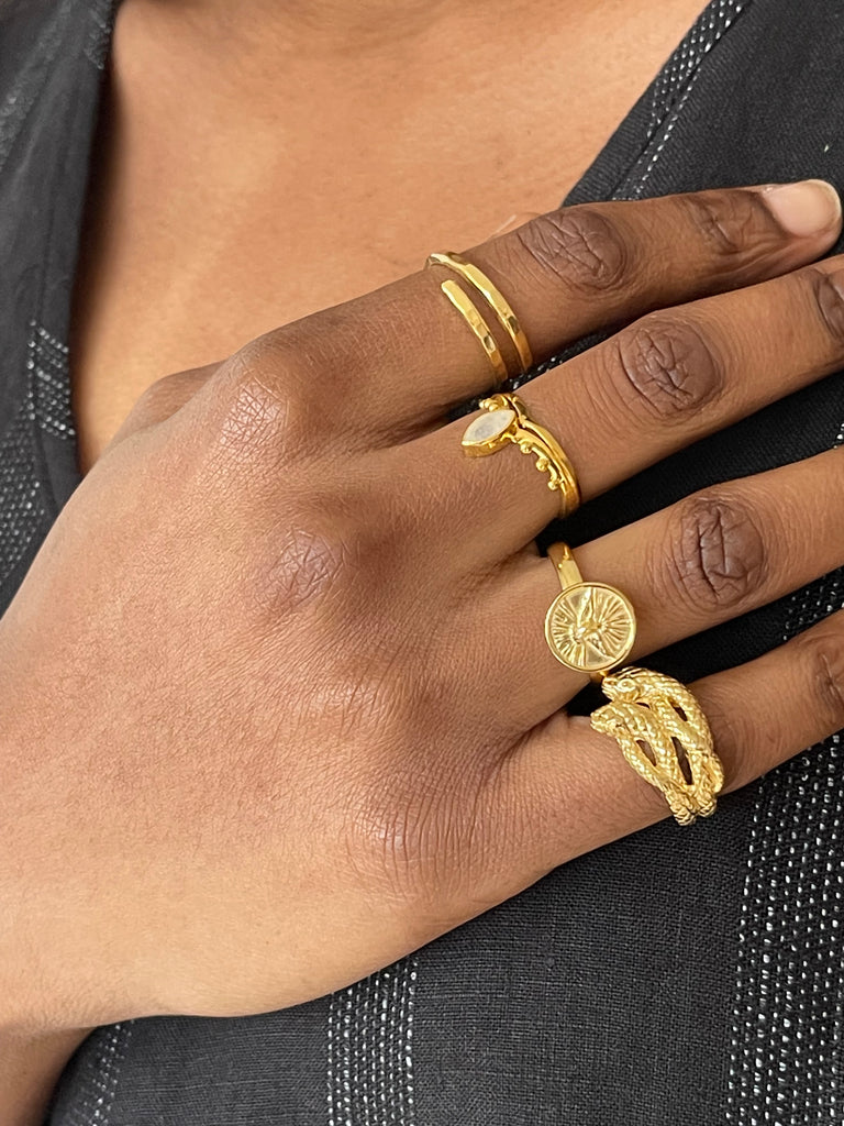 Double Snake Ring - Gold Plated