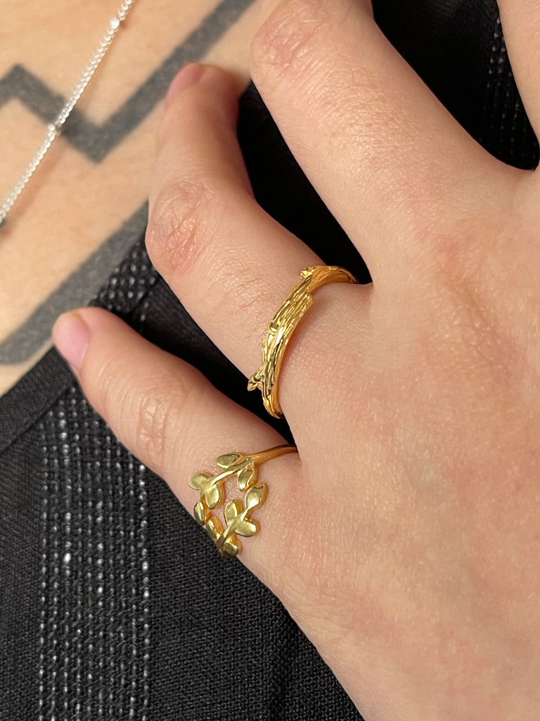 Gold plated 925 Silver leafy Ring