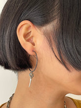 Bird Skull Hoop Earrings - Oxidised