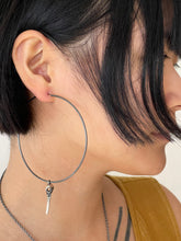 Bird Skull Large Hoop Earrings - Oxidised