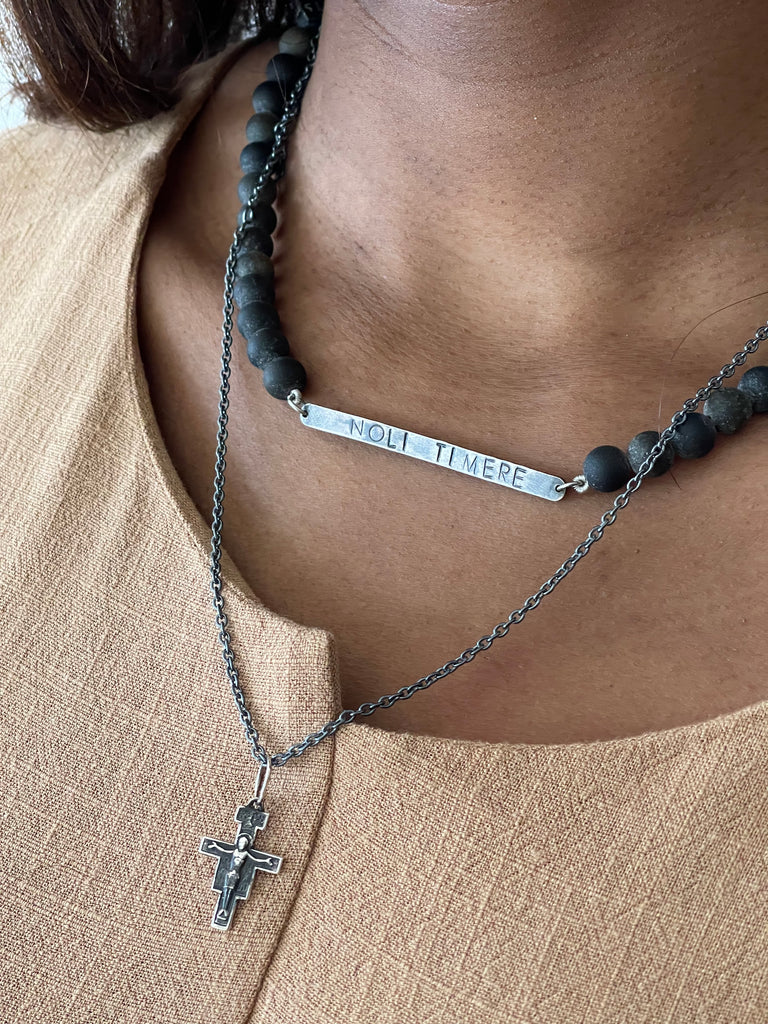 WDTS Noli Timere Obsidian Necklace
