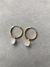 925 Silver Small Rainbow Moonstone Hoop Earrings - Gold