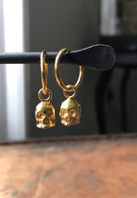 Small Skull Hoop Earrings - Gold Plated