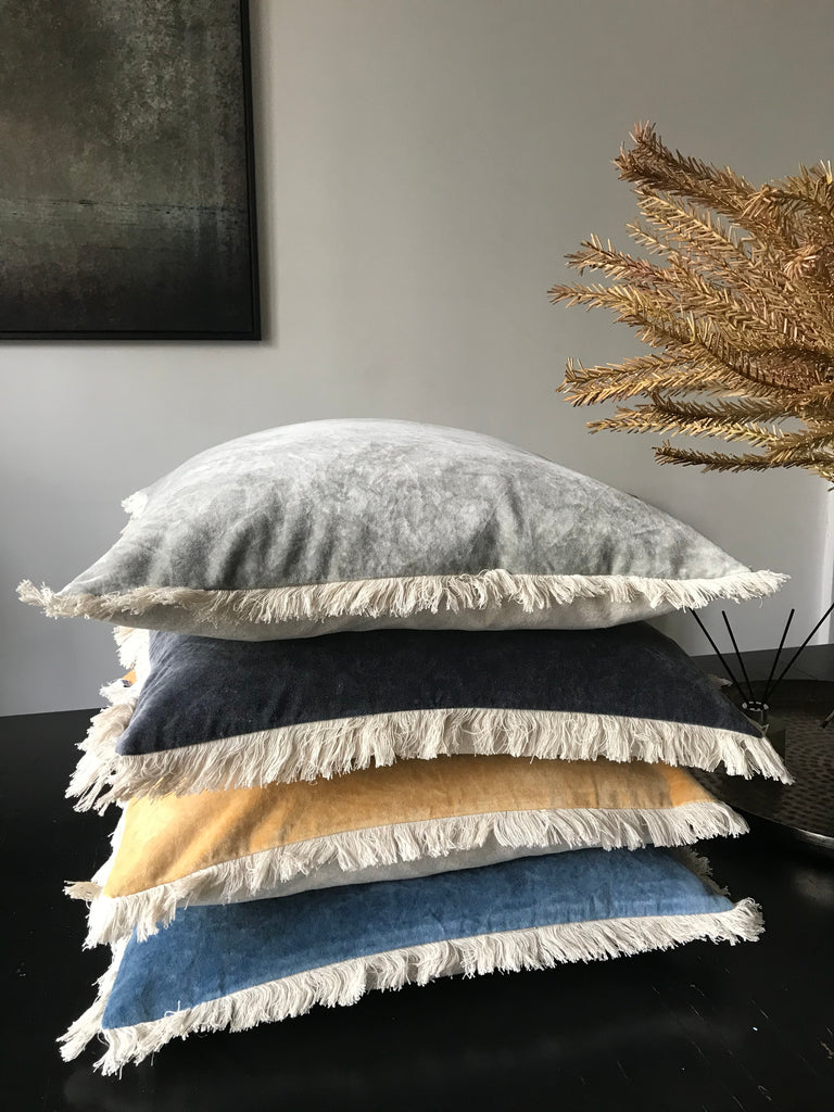 Stonewashed Velvet Cushion cover - blue 60x60