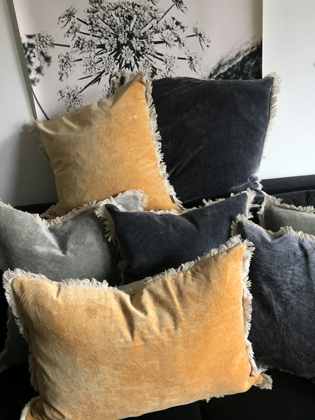 Stonewashed Velvet Cushion cover- Mustard 30x50