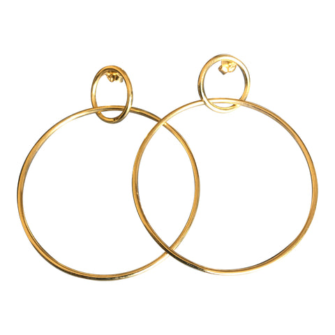 Gold plated 925 Silver Double Circle Hoop Earrings