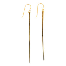 WDTS Long hammered silver post hook earrings - gold