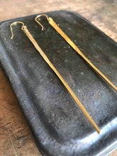 WDTS Long hammered silver post hook earrings - gold