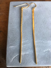 WDTS Long hammered silver post hook earrings - gold