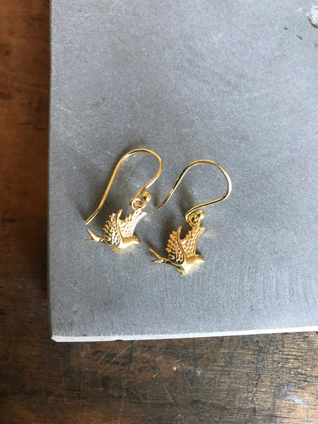 Little Bird Drop Earrings - gold
