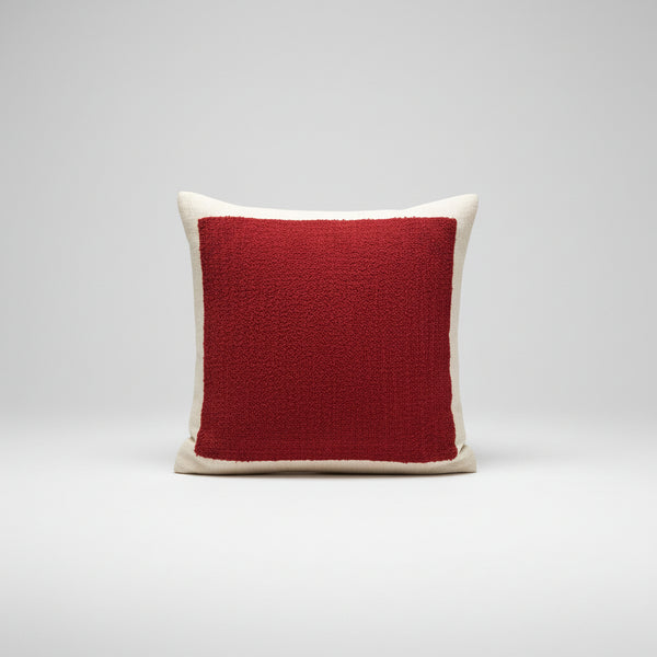 Red square embroidered cushion cover