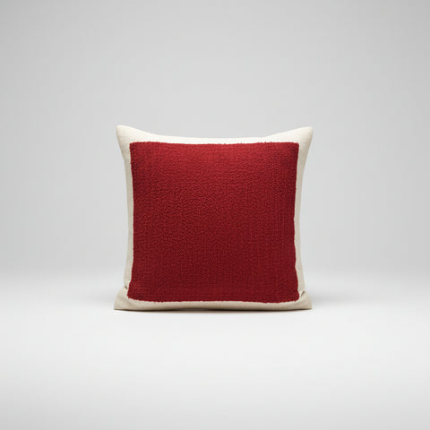 Red square embroidered cushion cover