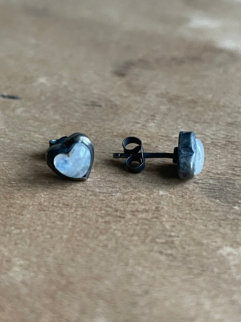 Moonstone heart earrings