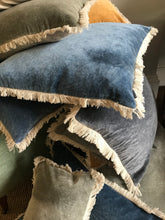 Stonewashed Velvet Cushion cover- blue 50x50