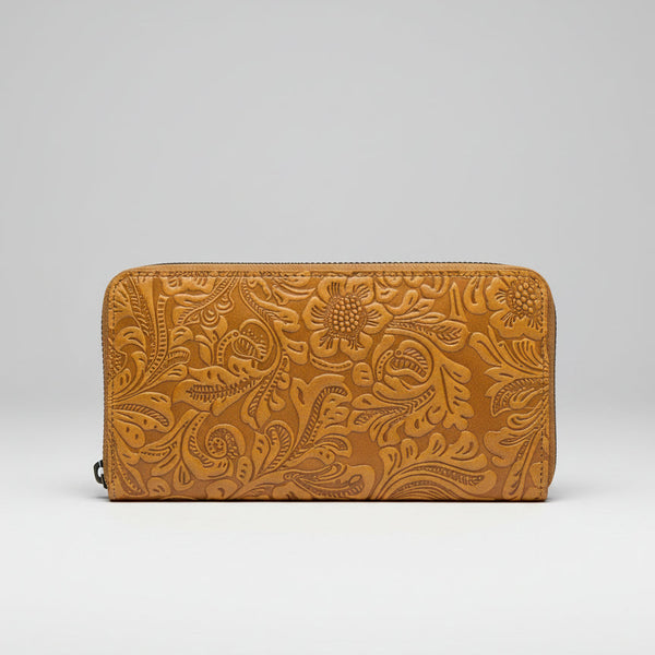 Zipped Purse / Wallet- New tan floral