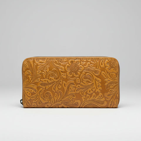 Zipped Purse / Wallet- New tan floral