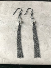 Silver Oxidised Chain and Moonstone earrings
