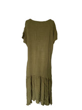 WDTS Seam Detail Frilled Hem Dress Olive Green