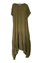 WDTS Seam Detail Frilled Hem Dress Olive Green