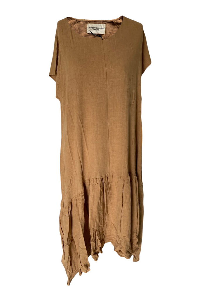 WDTS Seam Detail Frilled Hem Dress Camel