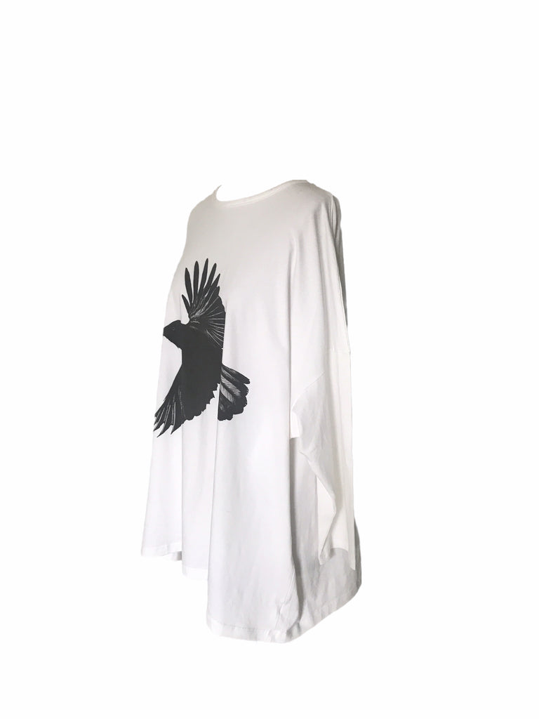 WDTS Asymmetric Oversized Jersey Heron Crow Print