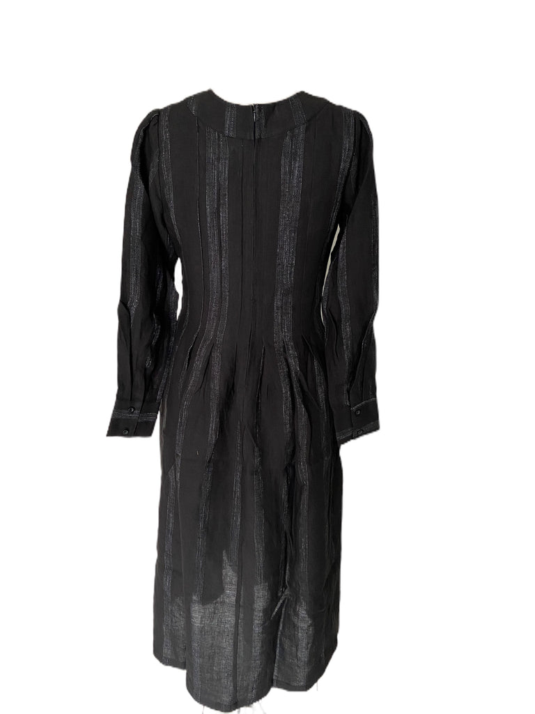 WDTS  - Tilly dress - Black Linen with a grey thread