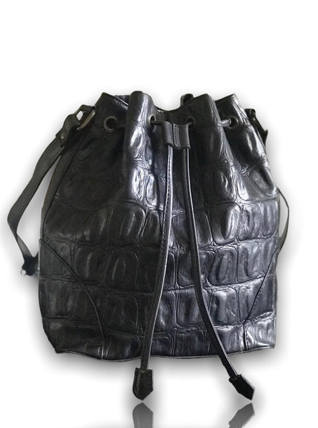 CollardManson Bucket Bag - Black Croc Leather