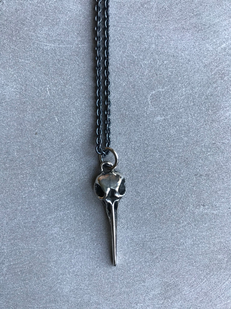 Oxidised Bird Skull Necklace