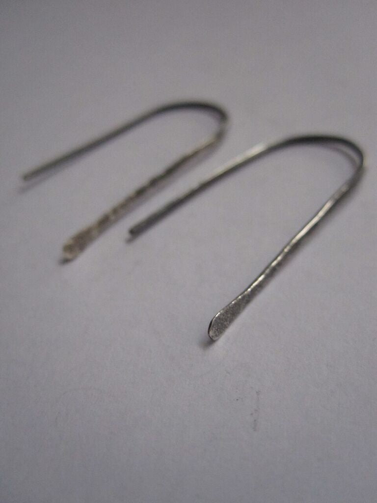 925 Silver Staple Earrings - Oxidised