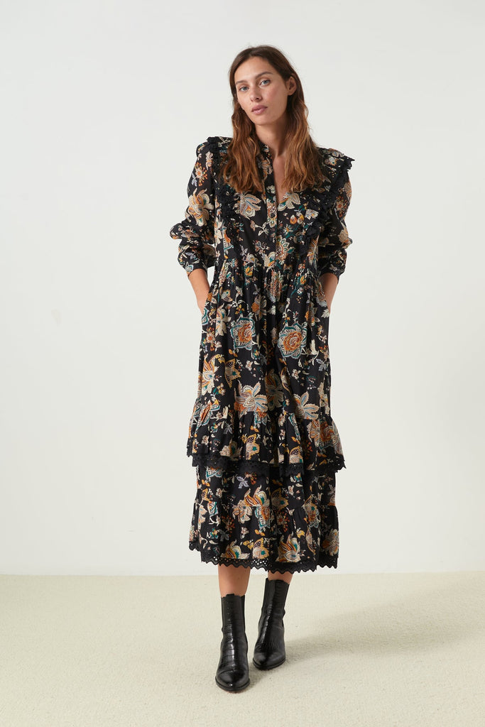 Leon & Harper AW22 Raphia Mahat Dress Black