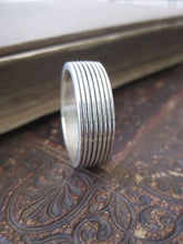 925 Solid Silver Oxidised Ribbed Band