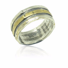 925 Solid Silver and Gold Plated Bands Ring