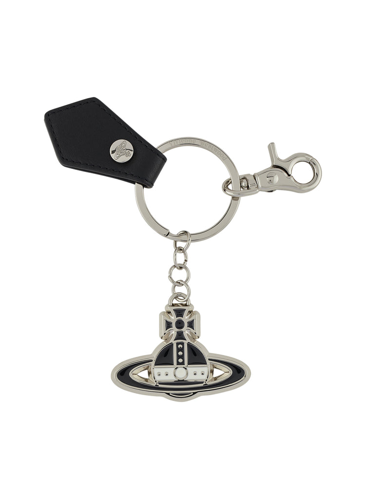 Vivienne Westwood SAFFIANO BLACK AND WHITE KEYRINGG