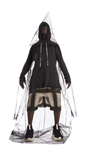RICK OWENS SS23  EDFU HOODIE IN BLACK HEAVY JERSEY