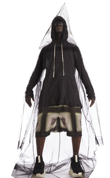 RICK OWENS SS23  EDFU HOODIE IN BLACK HEAVY JERSEY