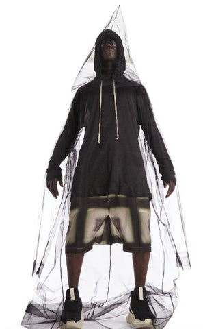 RICK OWENS SS23  EDFU HOODIE IN BLACK HEAVY JERSEY