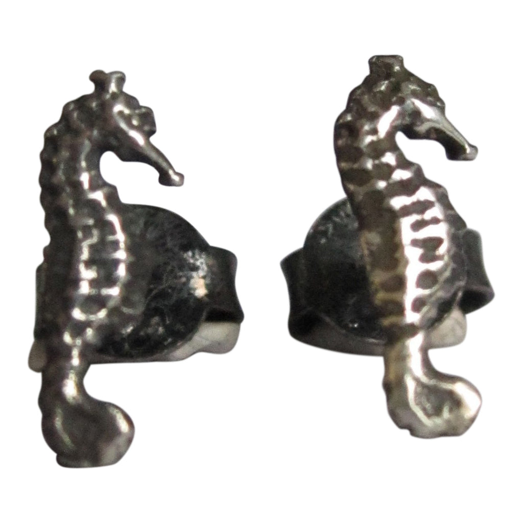 925 oxidised silver seahorse earrings