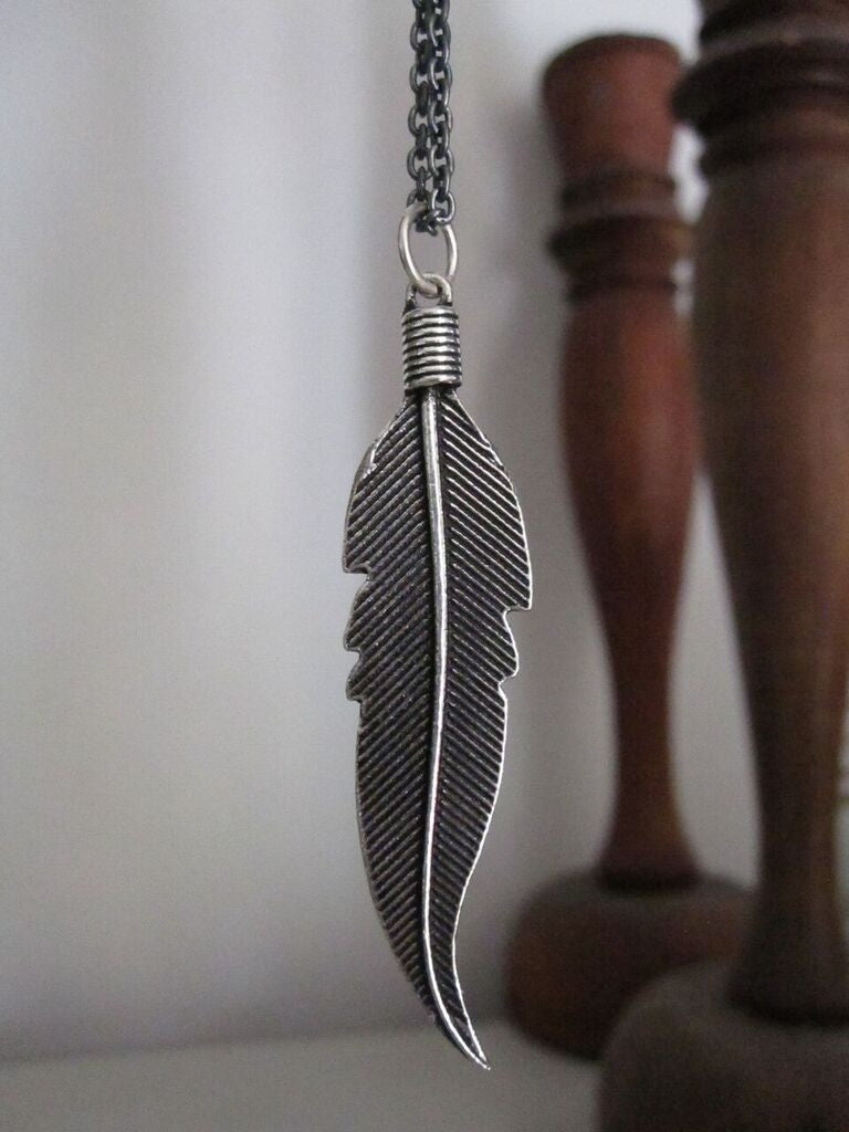 925 Silver Large Feather Necklace