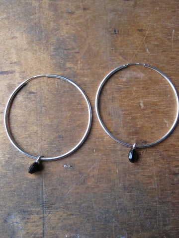 Black onyx hoop earrings