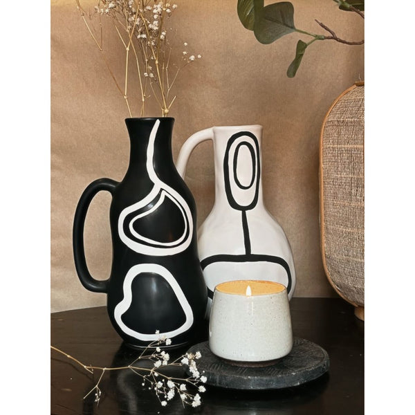 Black and white vase with handle