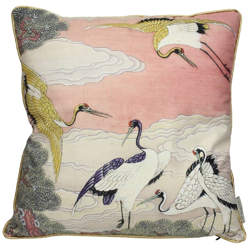 Cushion Crane Velvet 45 x 45cm pink