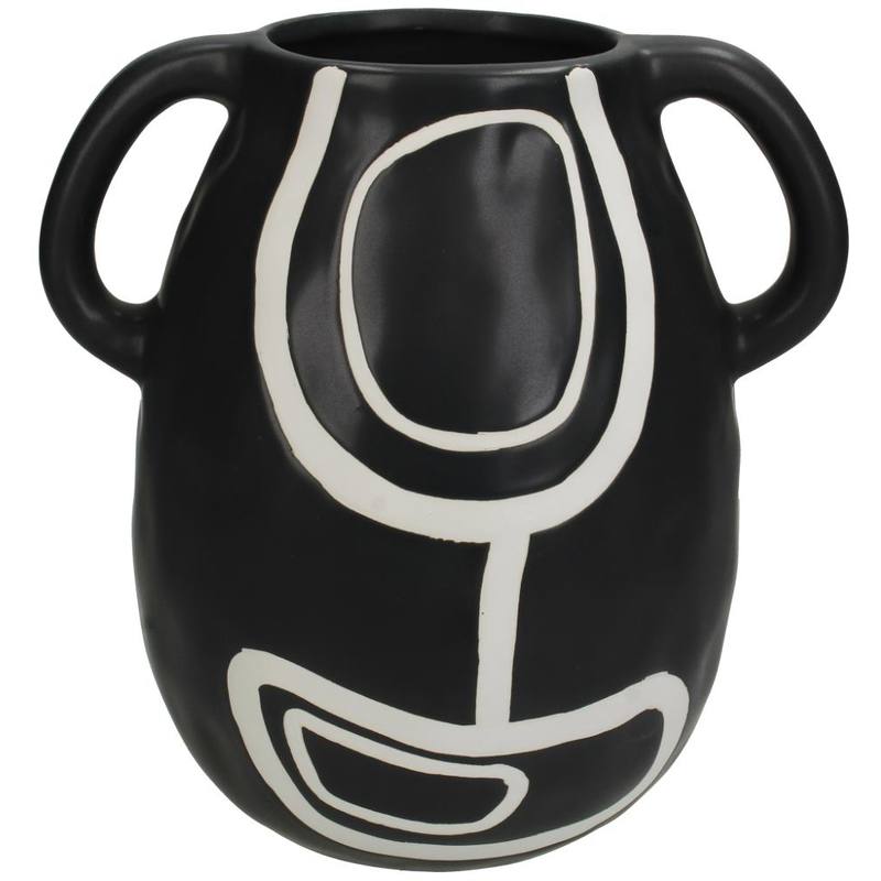 Black and white rounded vase