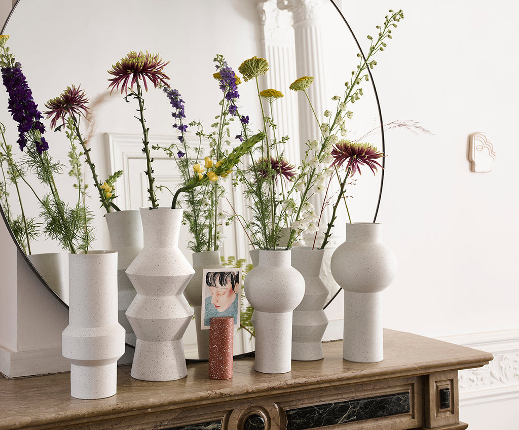 speckled clay vase angular m